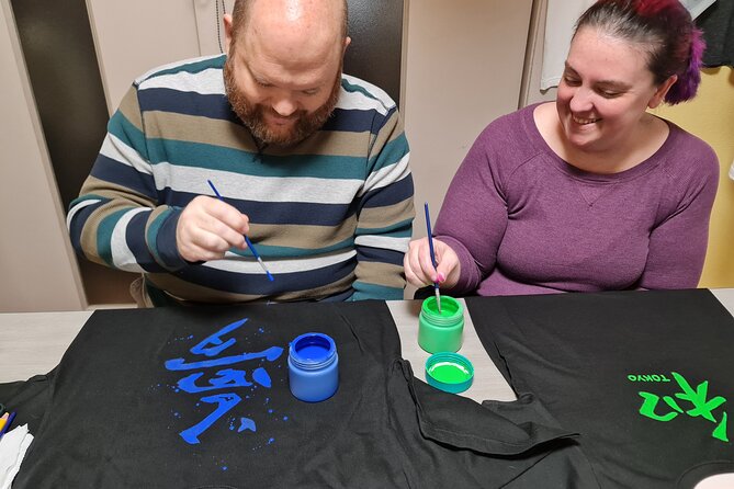 Calligraphy on T-shirt or lantern near Skytree Tokyo - What the Workshop Teaches, and What It Does Not