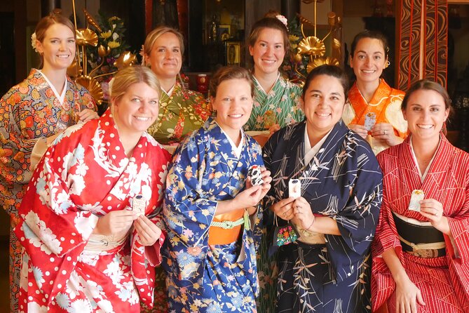 Cultural Activities :Kimono, tea ceremony, Calligraphy and Amulet - Wearing a kimono before the lessons begin