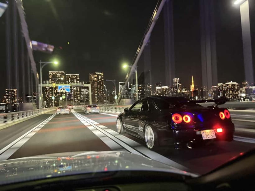 Daikoku & Tokyo JDM Night Tour in R34 or TopSecret R35 GT-R - Daikoku PA, one hour among Japan’s famous cars