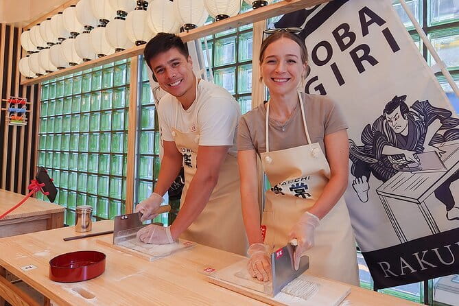 Experience Big soba knife Soba Making Class in Tokyo Kappabashi - Eating the soba you just cut