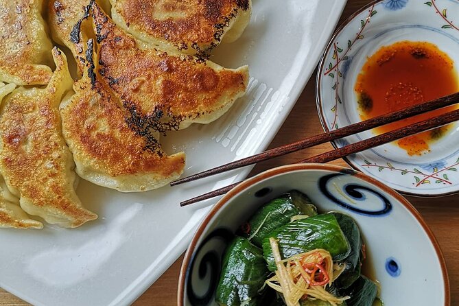 Home style Ramen and Homemade Gyoza in Kyoto - Rolling gyoza wrappers and folding the dumplings