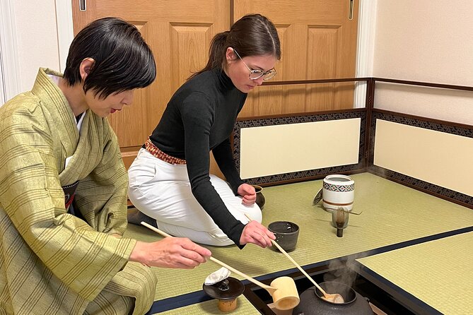 Japanese Tea Ceremony at Private Home in Yokohama, suburban Tokyo - The tea master and the family welcome