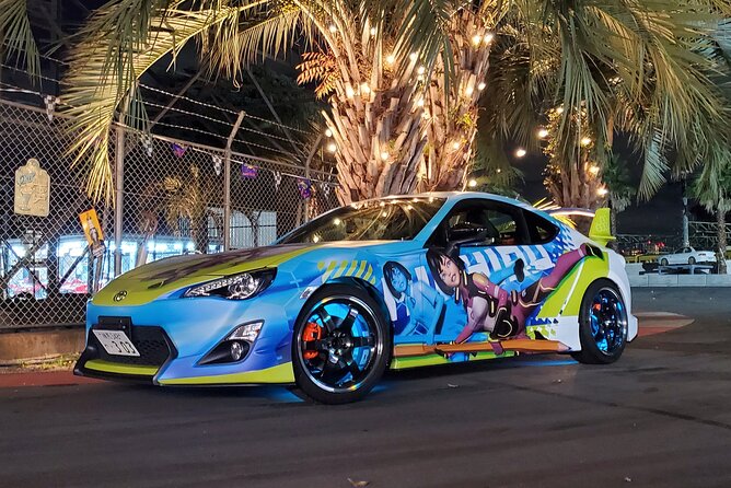 JDM Itasha trip to famous car meet up spot Daikoku Parking - Crossing Rainbow Bridge at night