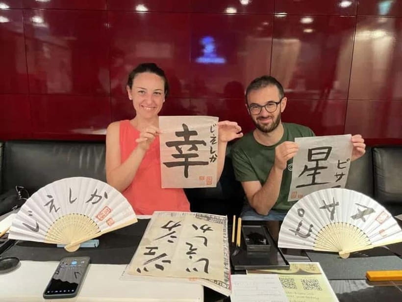 Kyoto: Japanese Calligraphy Class - Making a fan, card, frame, or scroll
