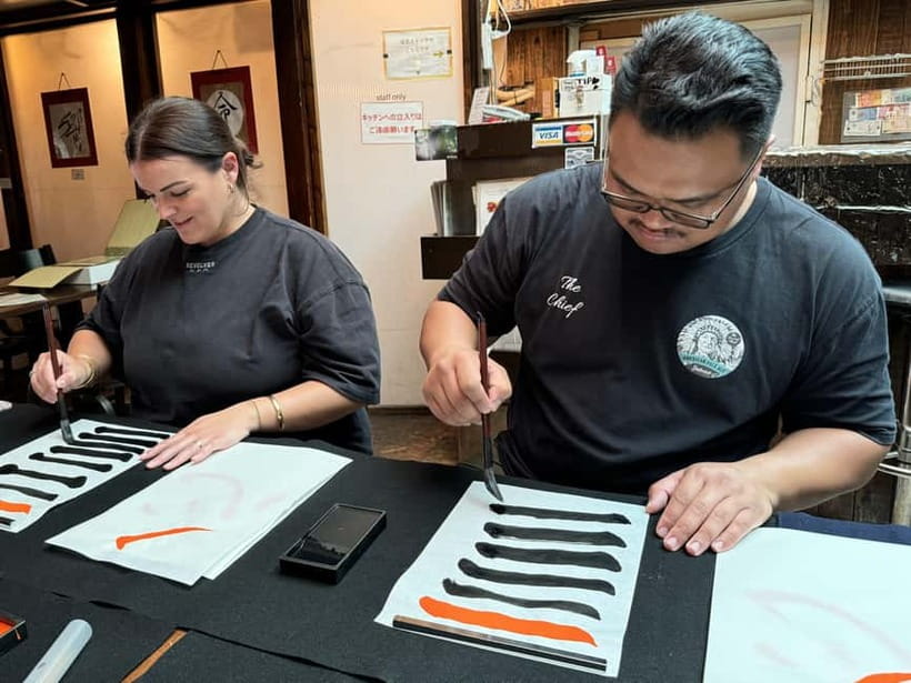 Kyoto: Japanese Calligraphy Workshop - The final piece, photos, and gallery time