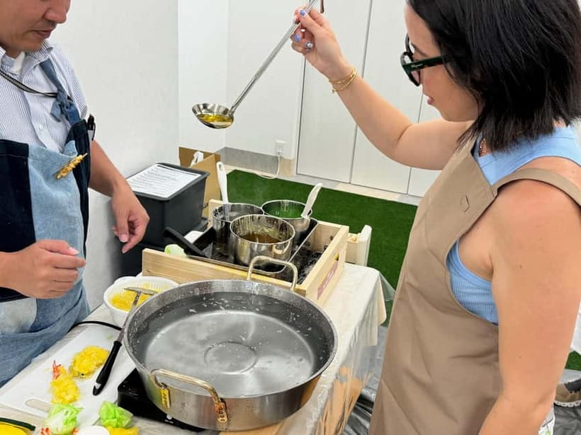 Kyoto: Replica food making experience - Your first project: shrimp and pumpkin tempura