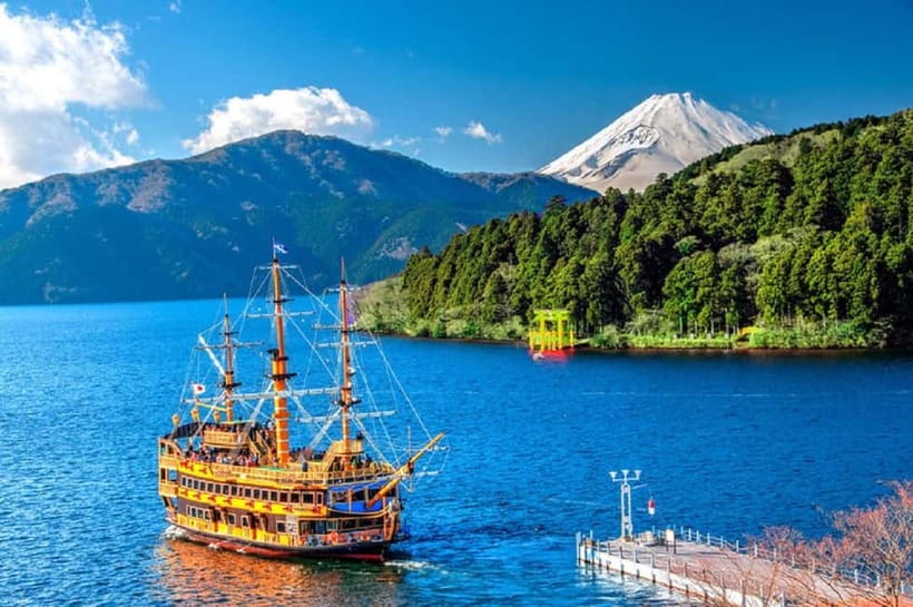 Mt Fuji Hakone/Enoshima Tour:Optional Ropeway/Lake Ashi Boat - Hakone Shrine and the red torii at Lake Ashi