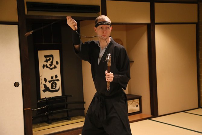 Ninja 2-hour Hands-on Lesson by Japanese master in Kyoto -Medium - Practicing the ninja sword and other weapons