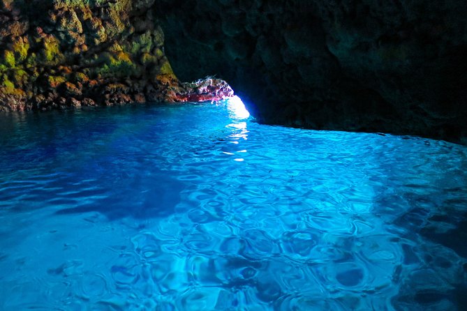 [Okinawa Blue Cave] Snorkeling with Private Guide+ Free Photos - Entering the Blue Cave at Cape Maeda