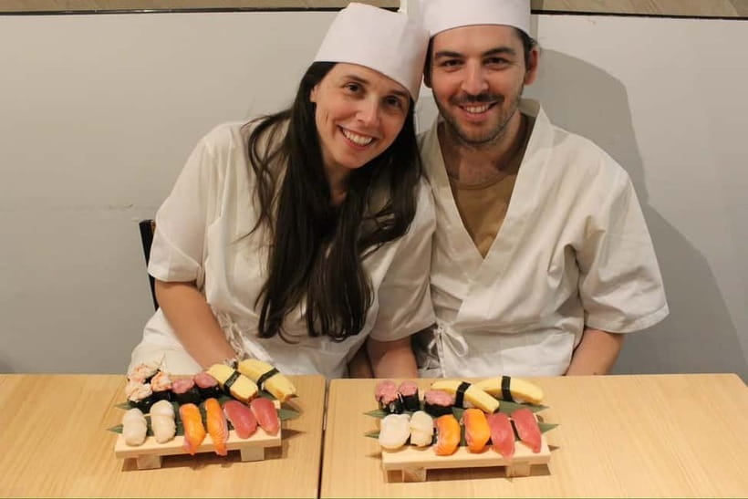 Osaka Dotonbori: Sushi Making Experience - Shaping the finished sushi with your hands