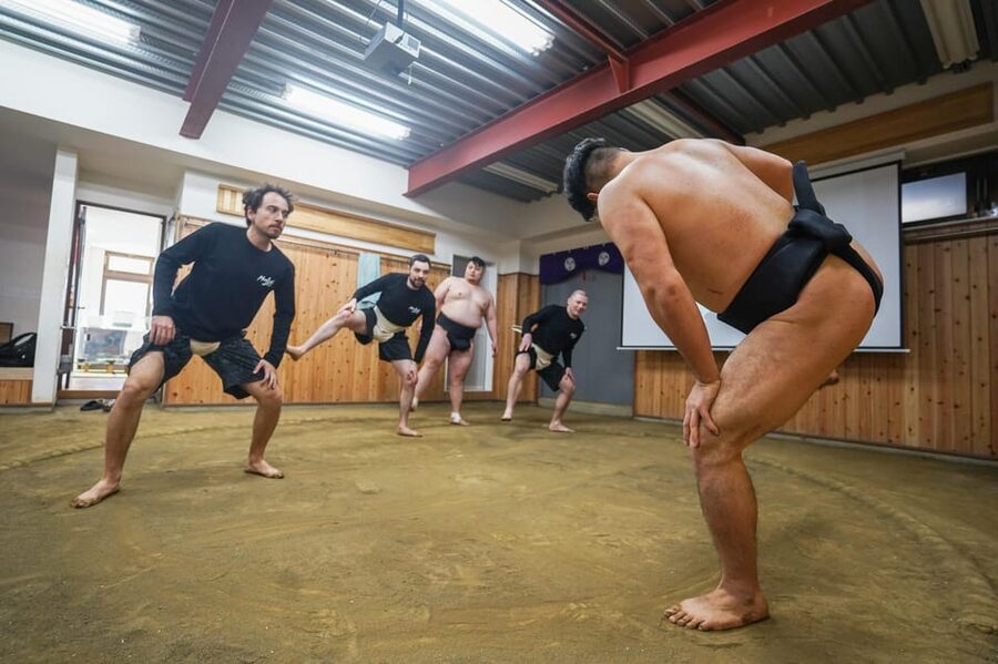Tokyo: Authentic Sumo Wrestling Experience with Lunch - Touring the dining room, bath, and practice area