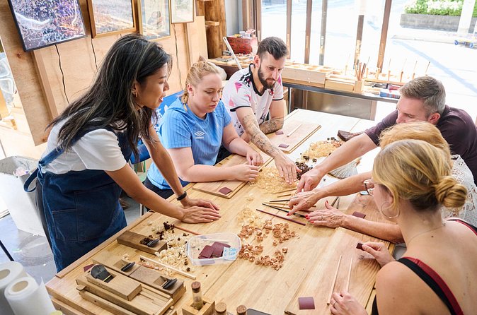 Tokyo Chopstick Making Workshop with Artisan - Smoothing, finishing, and adding your name