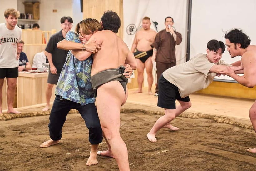 Tokyo Sumo Experience: Chanko & Mochi with a Former Pro - Stepping onto the dohyo with a wrestler