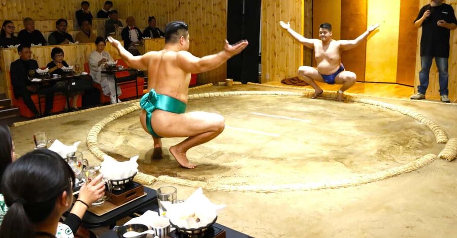Tokyo: Sumo Show Experience with Chicken Hot Pot and a Photo - The best-of-three match is entertainment first